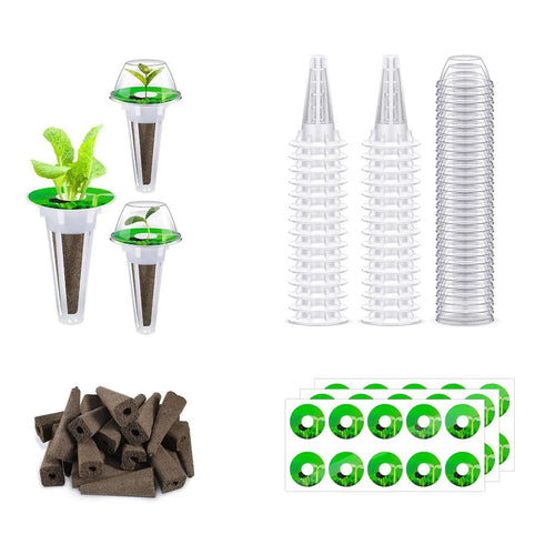 Luvikno | HydroLeaf Hydroponics Startset 120 deler | Med kurver, svamper og deksler | For innendørs hagearbeid og dyrking