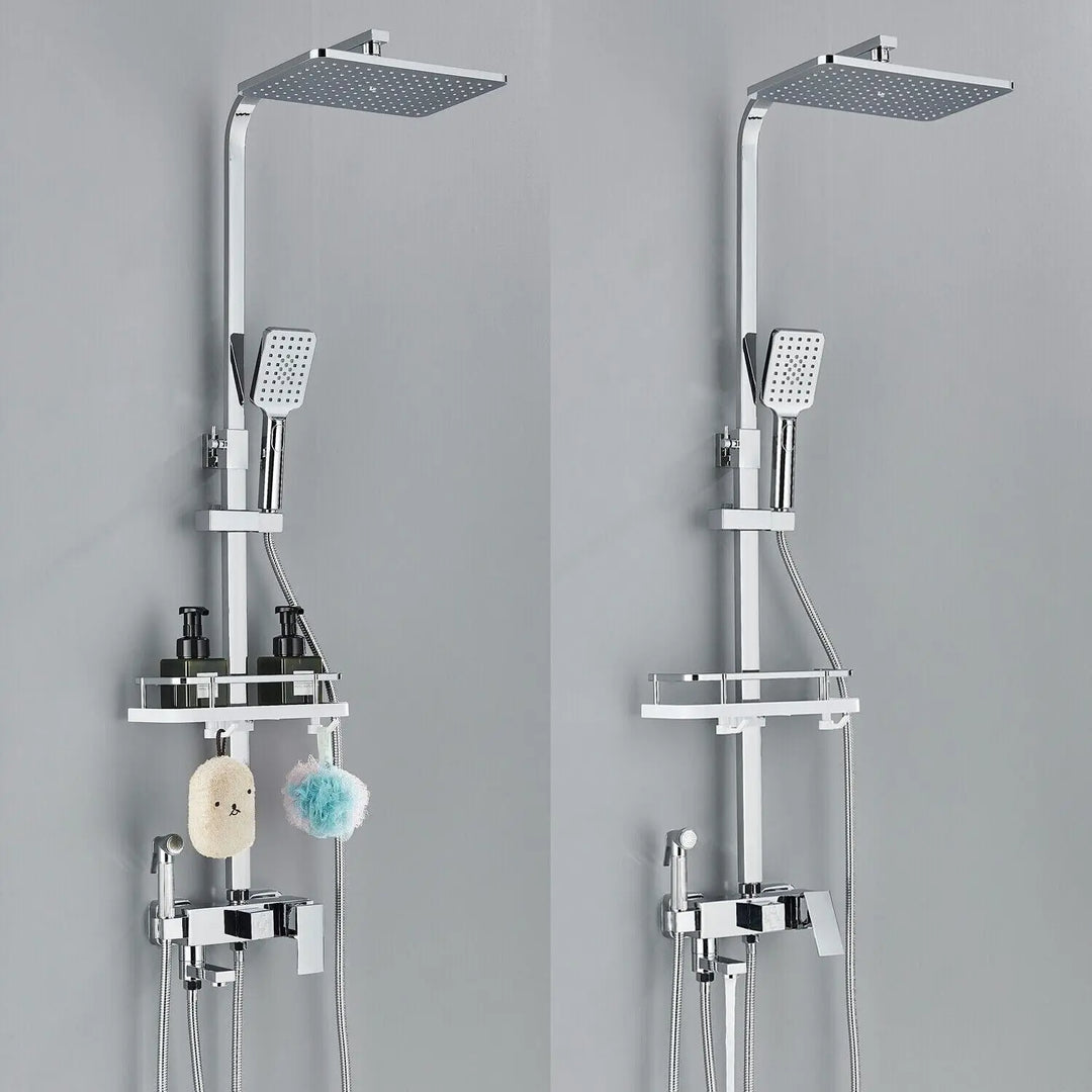 Luvikno | RainFlow Luxe Regn Dusjsett – justerbar messinglyd dusjarmatur med 4 funksjoner