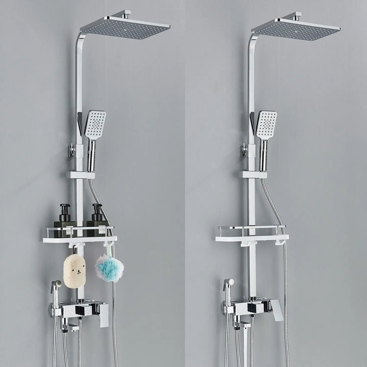 Luvikno | RainFlow Luxe Regn Dusjsett – justerbar messinglyd dusjarmatur med 4 funksjoner