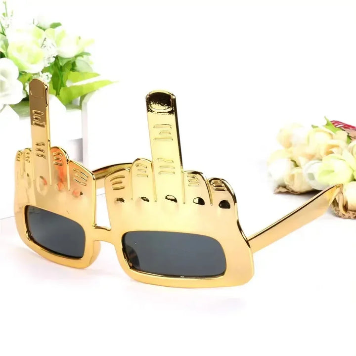 Bold Gold Middle Finger Party Solbriller | Luvikno