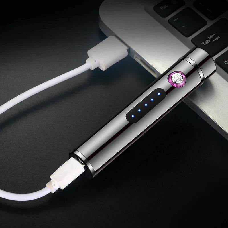 Voltrino Sylinder USB lighter | Dobbelt bue teknologi | Oppladbar & vindproof | Edelmetall hus for menn Luvikno