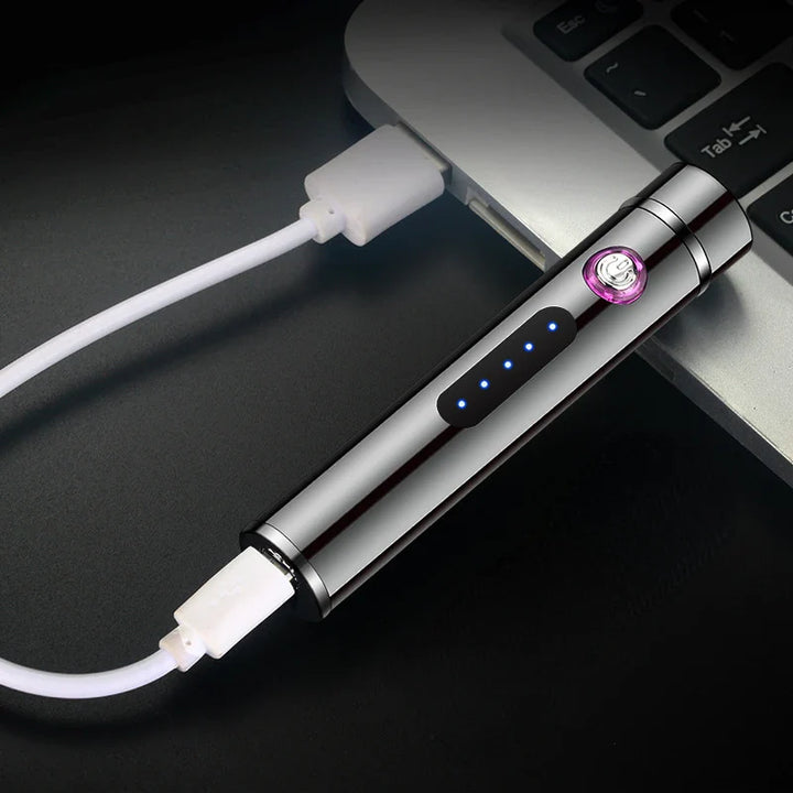Voltrino Sylinder USB lighter | Dobbelt bue teknologi | Oppladbar & vindproof | Edelmetall hus for menn Luvikno