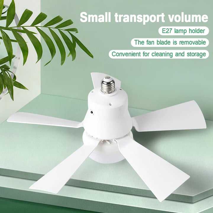 30W E27 Takvifte Lys med Fjernkontroll - LED Dimming Funksjon, Intelligent Stille Vifte for Soverom & Stue | Luvikno