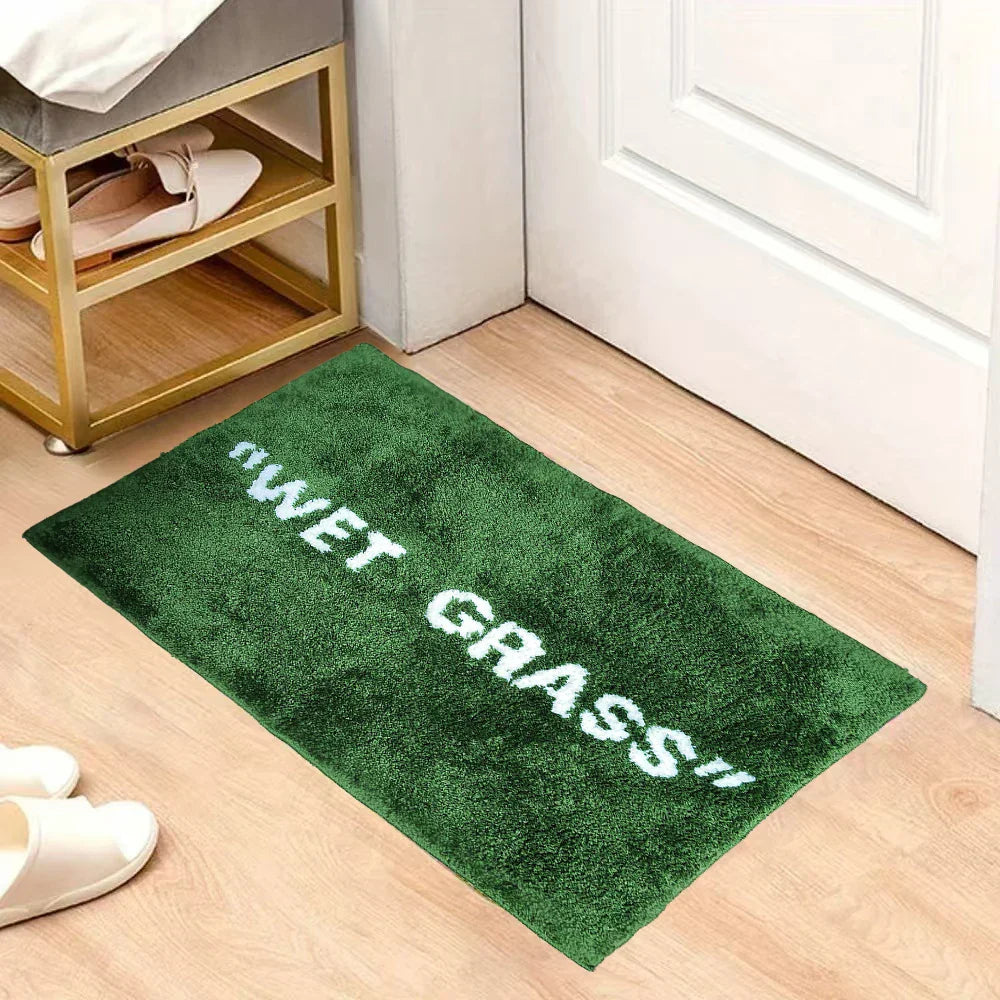FreshLawn Comfort Mat – Trendy "Fuktig Gress" Dørmatte i Grønn med Myk Pluss | Luvikno