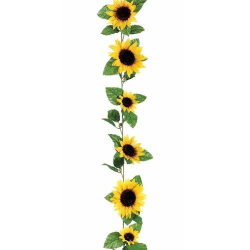 Luvikno | Floraviva SunVine Solsikke Garland Kunstig | 2.6 m Lengde | 12 Blomster Ø 8 cm | For Bryllup, Balkong & DIY Dekor