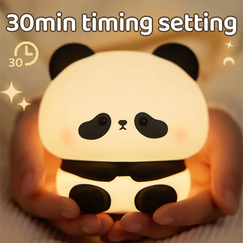 Panda Berøringsaktivert Silikon LED Nattlampe – USB-ladbar, Synkroniserbar Myk Glød Lampe Luvikno