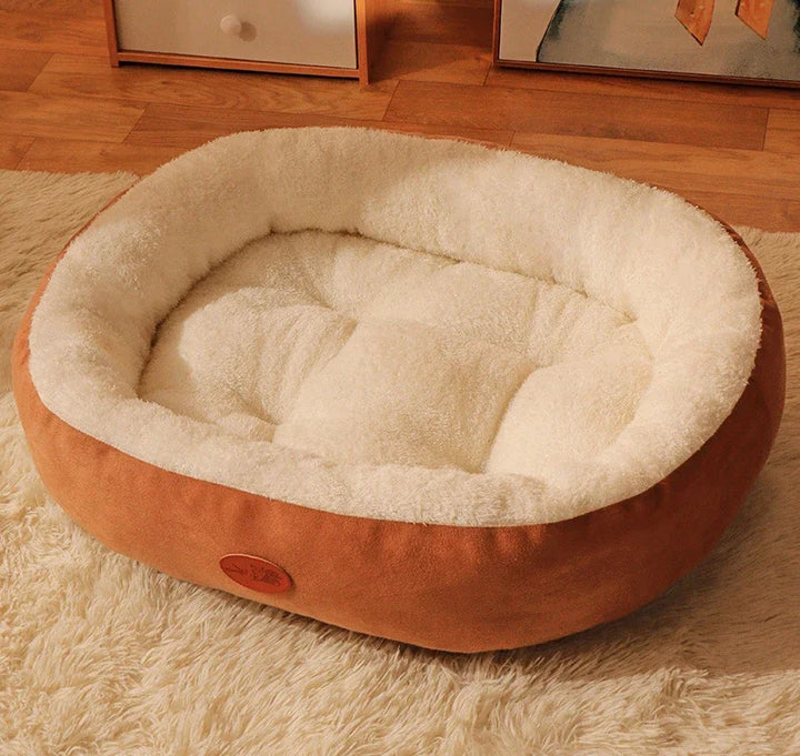 Oval Plush Bed for Dogs & Cats Luvikno