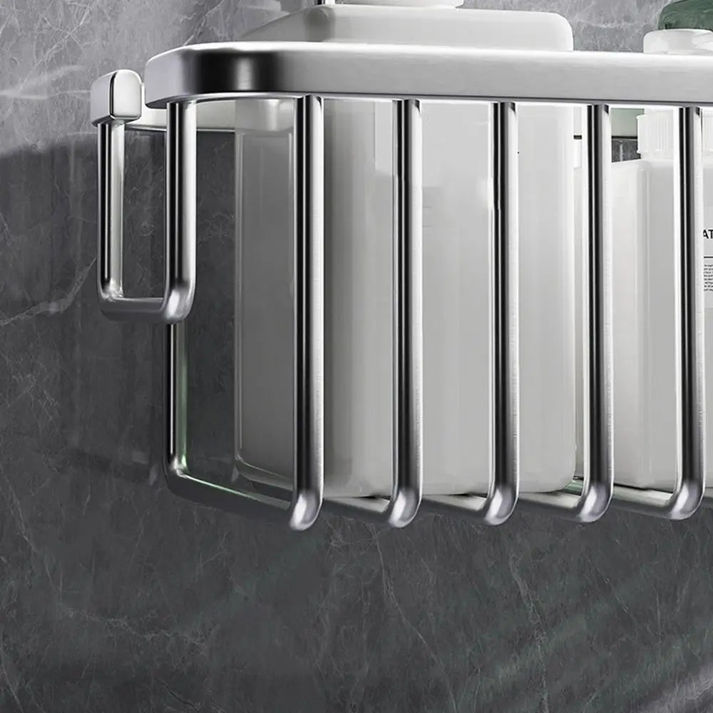 Luvikno | DuschGlanz AeroRack Henge Dusjkurv laget av Aluminium | Rustomsikker Dusjhylle med Kroker | Stor Kapasitet for Sjampo & Badtilbehør