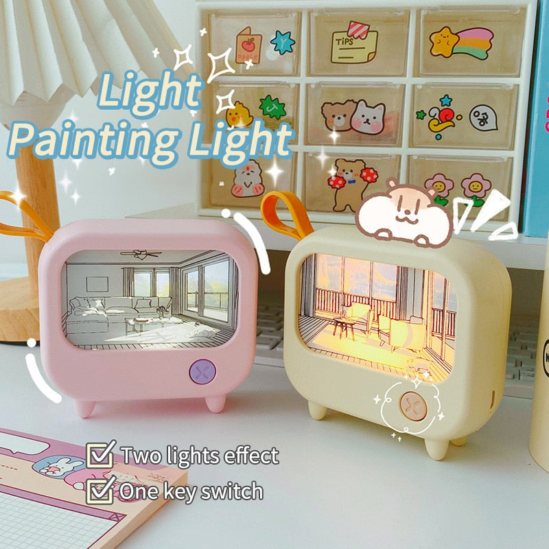 Mini Art TV Maling Dekor Nattlampe | Luvikno