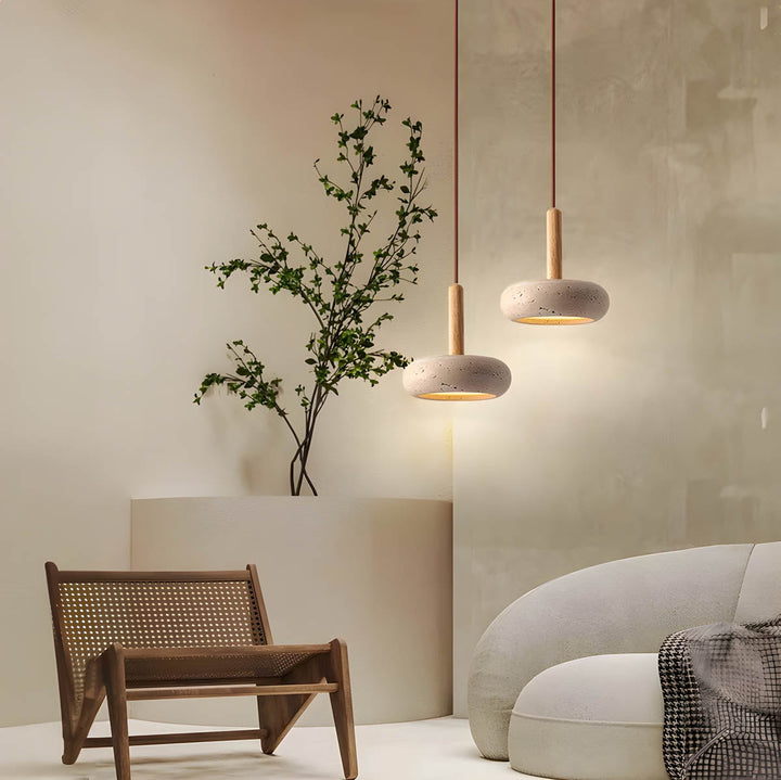 Luvikno | GlowStone Taklampe - Naturlig Travertin LED Pendellampe