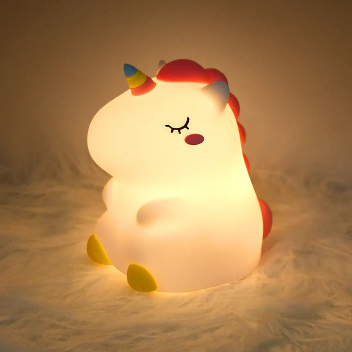 DreamiCorn LED Nattlys Enhjørning | Myk Silikon & USB Oppladbar | Berøringskontroll & 2 Lysstyrkenivåer | Barnerom & Gaveidé Luvikno