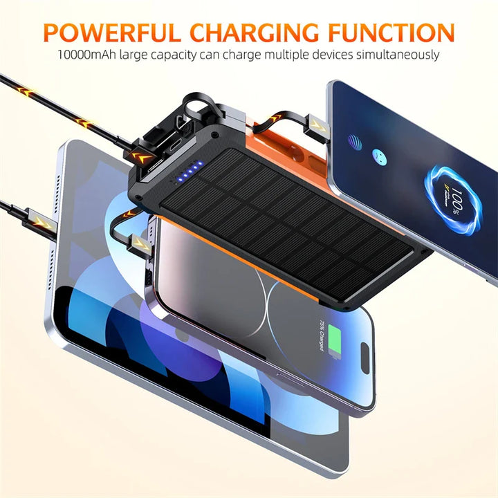 Luvikno | Voltaris MagCharge Solenergi Powerbank 10000mAh | Magnetisk Trådløs Lading | 22.5W Hurtigladefunksjon | Med Kabel & Lommelykt | For iPhone, Samsung & Co.
