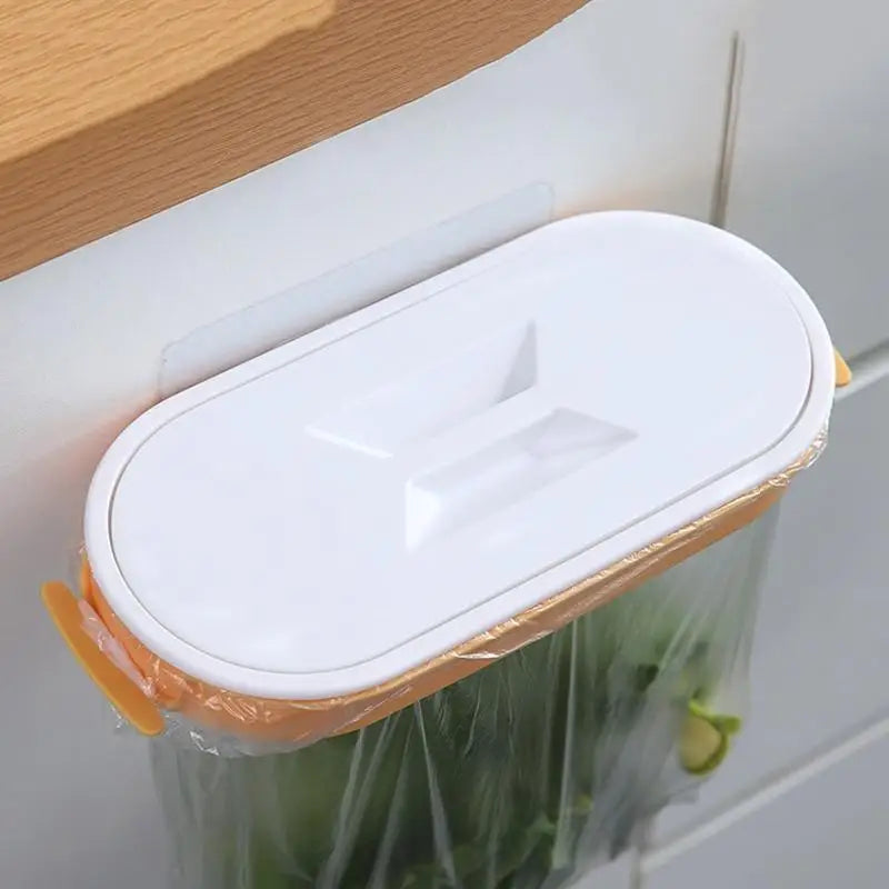Luvikno | Søppelposeholder Cleanuvo ClipBin | Med lokk og ringholder | For hanging på skapdører | Gjenbrukbar og vaskbar