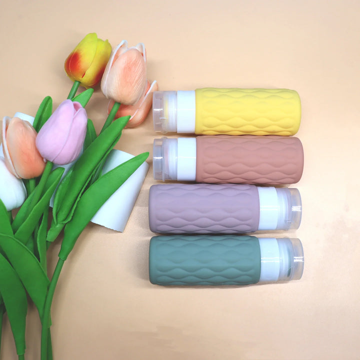 Luvikno | FlexiFill Refilldusjflasker Sett | Myke silikonflasker og spraybeholdere | Lekkasjefri og TSA-kompatibel | For sjampo, lotion og kosmetikk