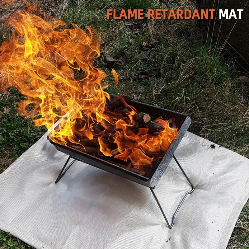 Luvikno | CampVita Brannbeskyttelse Camping Matte | Varmeresistent & Brannsikker | Ideell for Grill & Leirbål | Glassfiber Beige