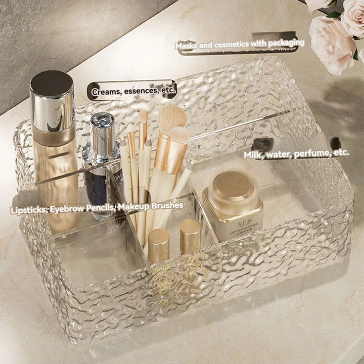 Luvikno | Make-up Organiser Boks ClaryLux | Vannbølge Design | Stor Kapasitet | Åpen Trapezoidal Form