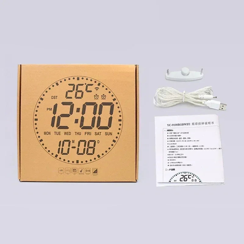 WiFiTime Klokke - Smart LED Veggklokke med Kalender Luvikno