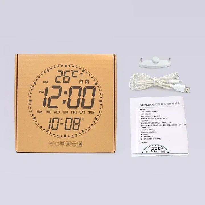 WiFiTime Klokke - Smart LED Veggklokke med Kalender Luvikno