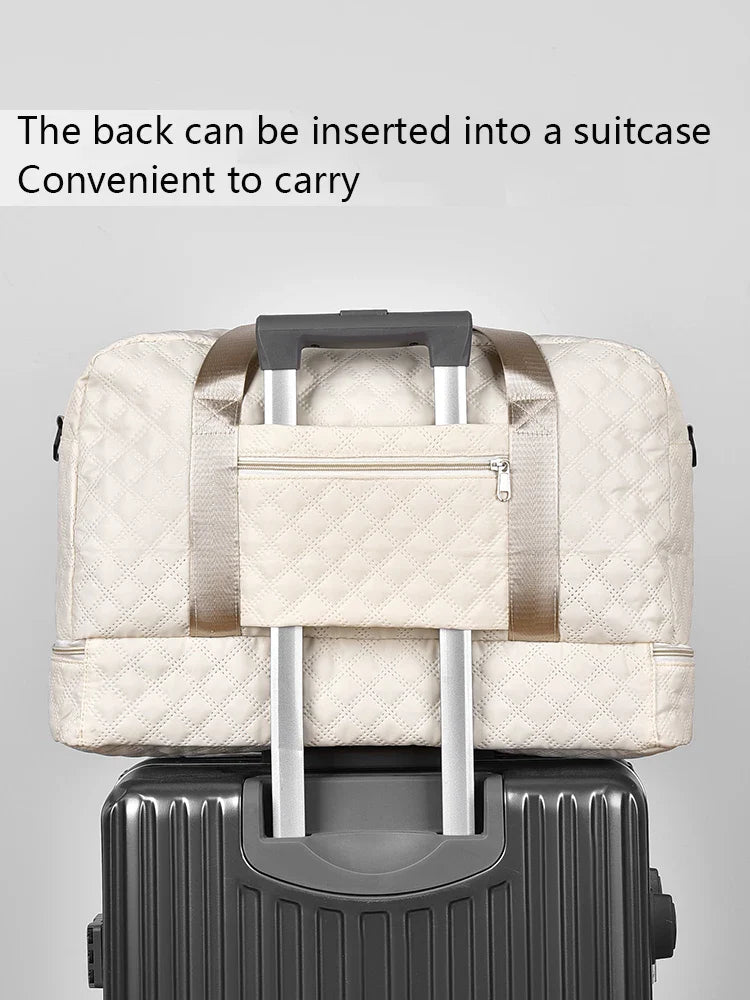 Luvikno | Raumio TravelFlex Lettvekts Reisebag med Diamantmønster | Stor Sports- og Helgetaske med Skoavdeling og Fuktavdeling | Kabinbagasje Egnet og Sammenleggbar