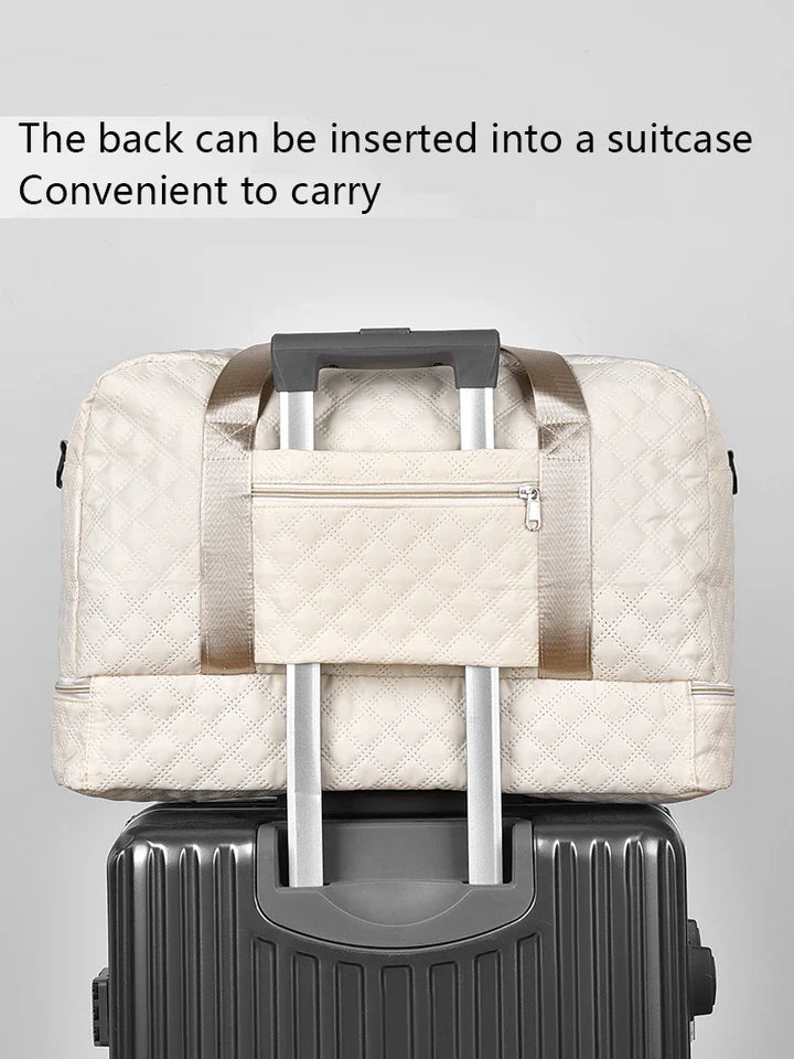 Luvikno | Raumio TravelFlex Lettvekts Reisebag med Diamantmønster | Stor Sports- og Helgetaske med Skoavdeling og Fuktavdeling | Kabinbagasje Egnet og Sammenleggbar