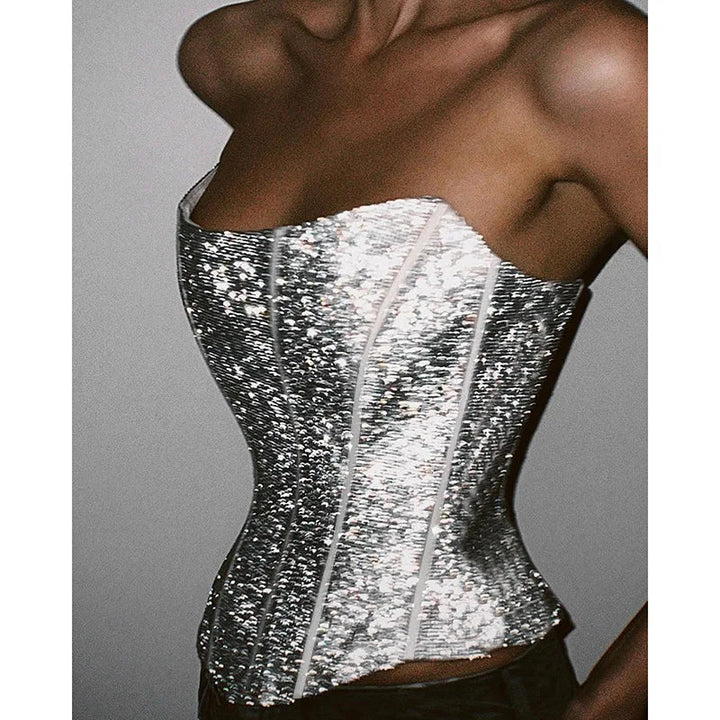 Luvik | Korsett Off-Shoulder Glitrende topp