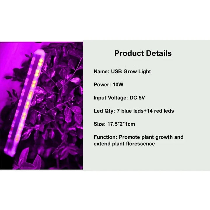 Luvikno | LED Plante Lys GrowNova FlexLight | USB Plante Lys 5V | Full Spektrum med Fleksibel Arm | For Innendørs Drivehus & Hydroponikk