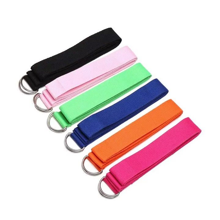 Premium bomull yoga stropp med justerbar D-ring spenne for stretching og pilates Luvikno