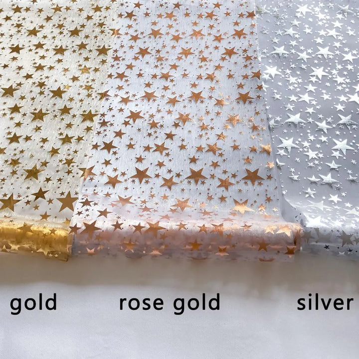 Funklende Bordløper "StellaLuxe" | Gull, Roségull eller Sølv | Metallisk Glitrende Nettløper med Stjernesymbolmønster | For Fester & Middagsdekorasjon Luvikno