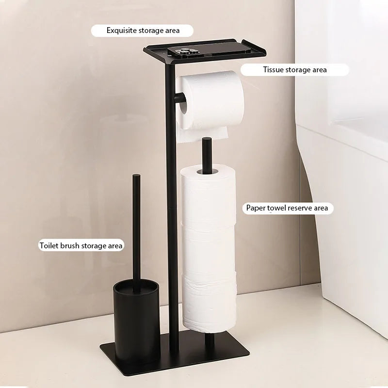 Toalettpapirholder med børste og hylle | Luvikno