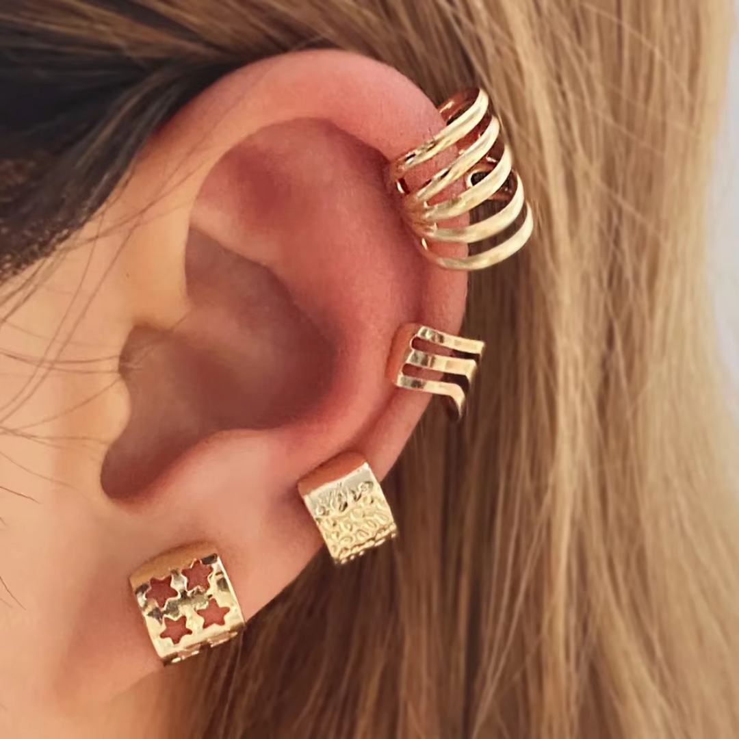 Elegant Gold Leaf Clip-On Øreklips Sett for Kvinner Luvikno