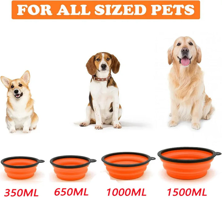 Luvikno | ReiseNapf FlexiBowl | 2-i-1 Sammenleggbar Hundeskål & Dispenser | Silikon | For På Farten & Utendørs