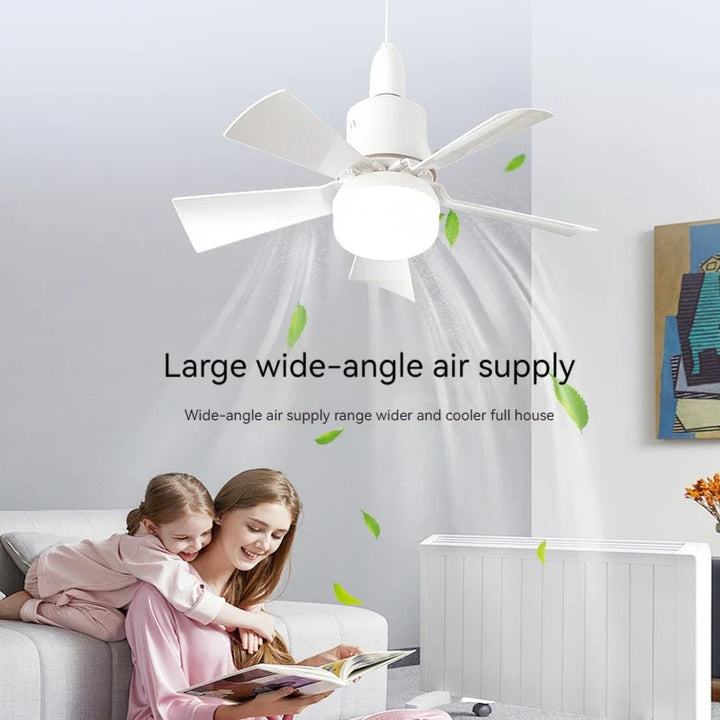 30W E27 Takvifte Lys med Fjernkontroll - LED Dimming Funksjon, Intelligent Stille Vifte for Soverom & Stue | Luvikno