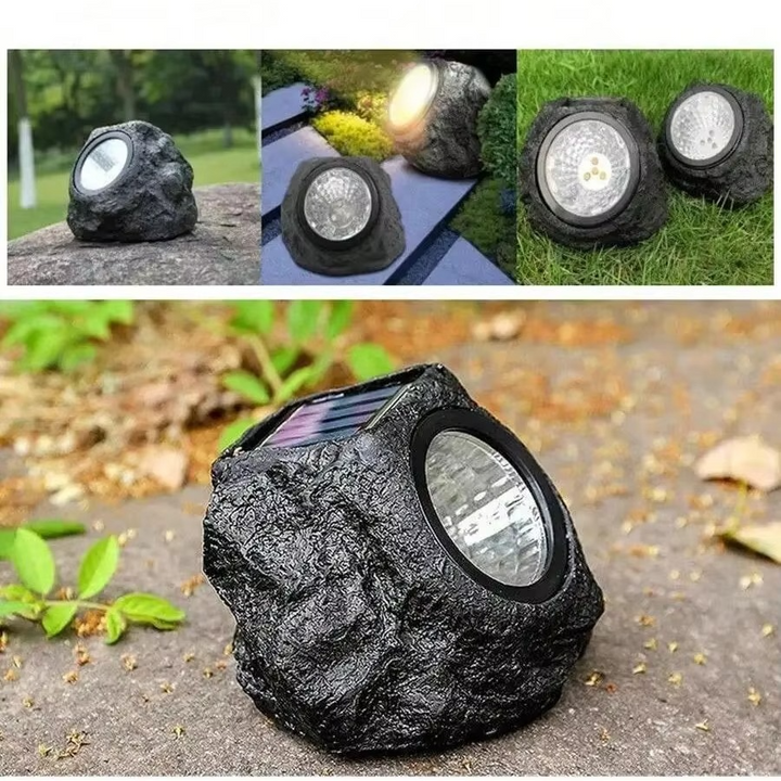 Solar-Powered LED Stone Spotlight for Outdoor Landscaping Luvikno