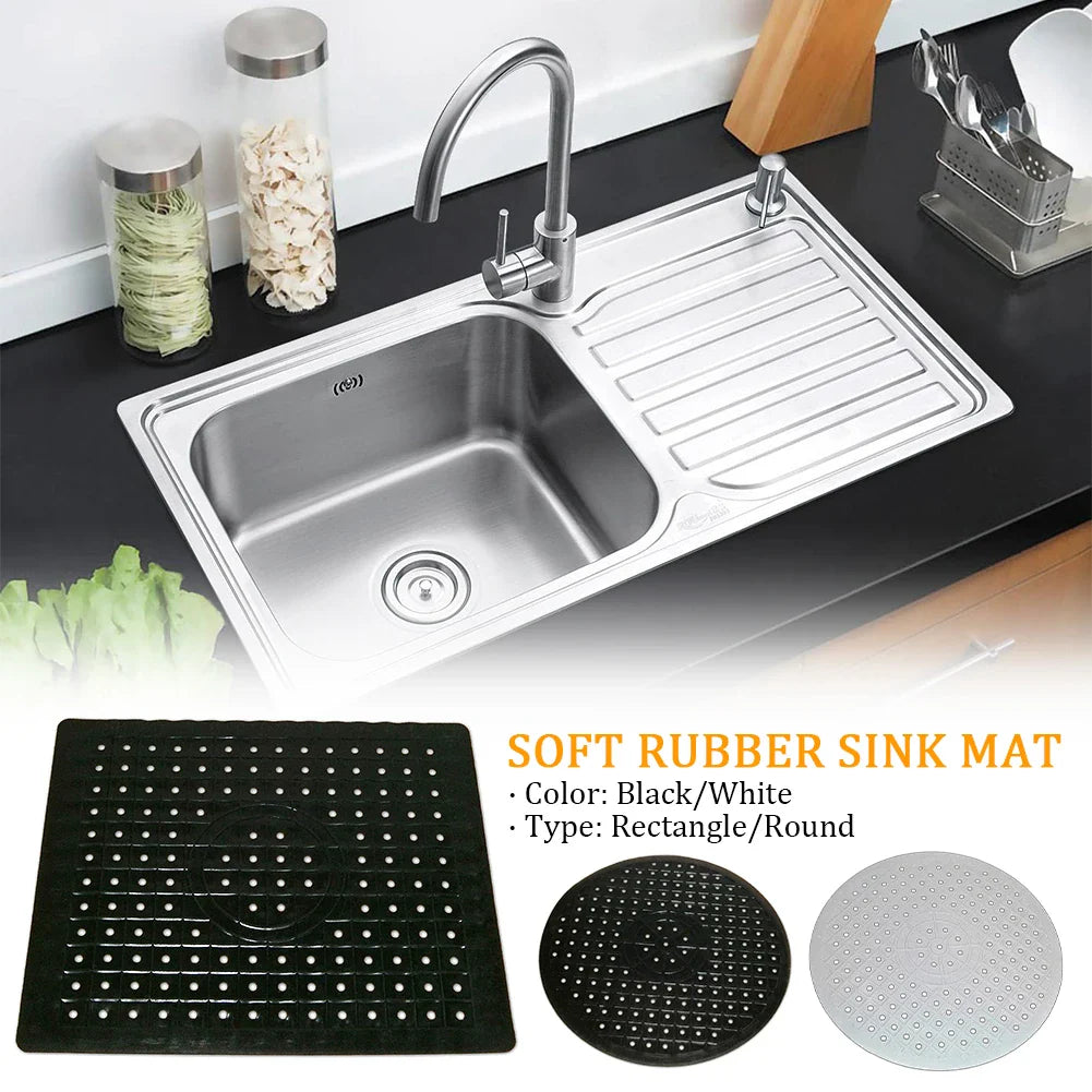Luvikno | Rubberin Sklifri Vaskematte Laget av Gummi | Varmebestandig Dreneringsmatte & Base | Myk Silikonmatte for Kjøkken & Bad | Rektangulær eller Rund