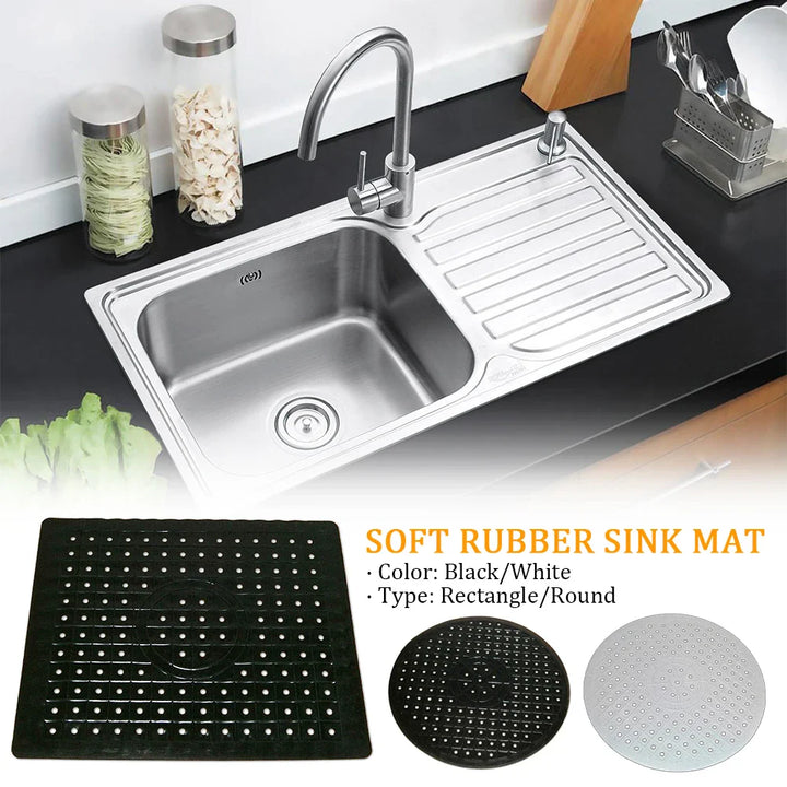 Luvikno | Rubberin Sklifri Vaskematte Laget av Gummi | Varmebestandig Dreneringsmatte & Base | Myk Silikonmatte for Kjøkken & Bad | Rektangulær eller Rund