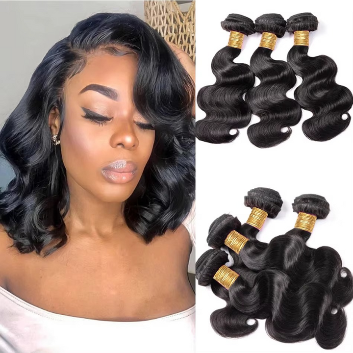 Korte peruanske kroppsbølge hårpakker 3/4 pakke tilbud, 100% ubehandlet jomfruhår, løs kroppvev Luvikno