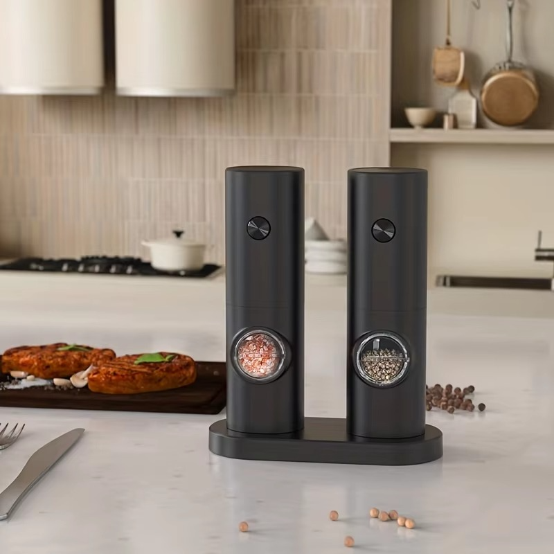 Luvikno | Elektrisk pepper- og saltkvernsett med justerbar grovhet og LED-lys