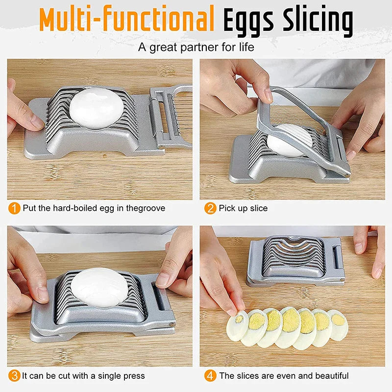 Luvikno | Egg Slicer SchnittMeister | Rustfritt Stål Kuttetråder | For Egg, Ost & Sopp | Robust Aluminiums Hylster