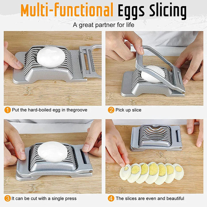 Luvikno | Egg Slicer SchnittMeister | Rustfritt Stål Kuttetråder | For Egg, Ost & Sopp | Robust Aluminiums Hylster
