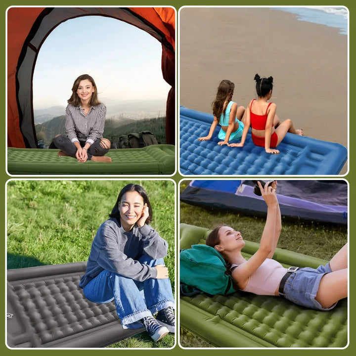 Luvikno | TrekBreeze Camping Liggeunderlag Selvinflaterende | 12 cm Tykk | Med Fotpumpe & Kan Koble Sammen | Ultralett & Vanntett
