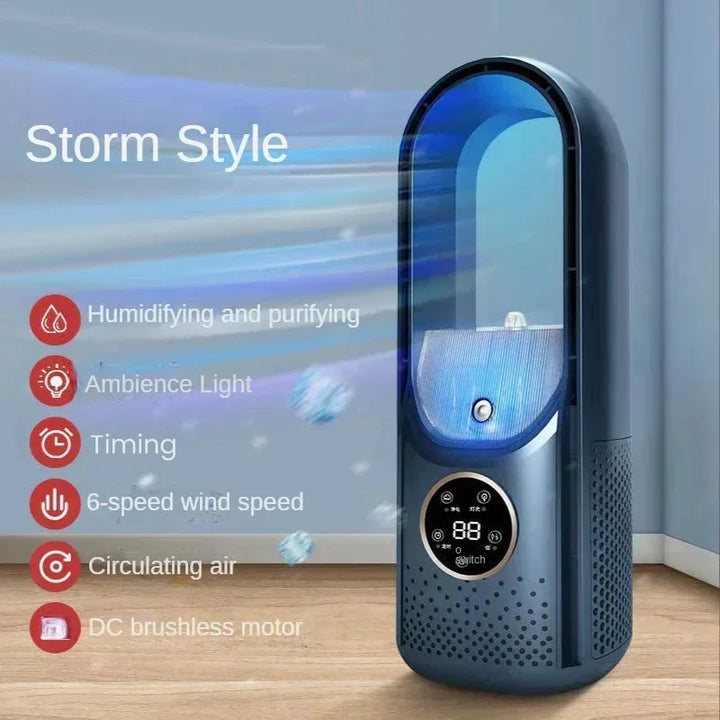 Luvikno | AeroCool Breeze Bladeless Vifte 2025 | 6 Hastigheter | Stille Luftkjøler & Fuktighetsgiver | USB Tilkobling | For Kontor & Hjem