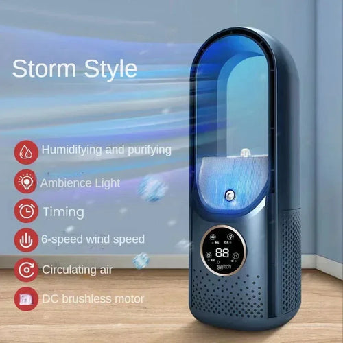 Luvikno | AeroCool Breeze Bladeless Vifte 2025 | 6 Hastigheter | Stille Luftkjøler & Fuktighetsgiver | USB Tilkobling | For Kontor & Hjem