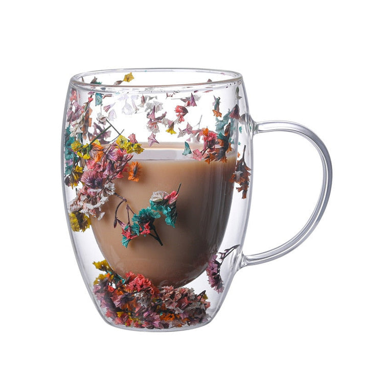 Dobbeltveggede tørkede blomster glasskop