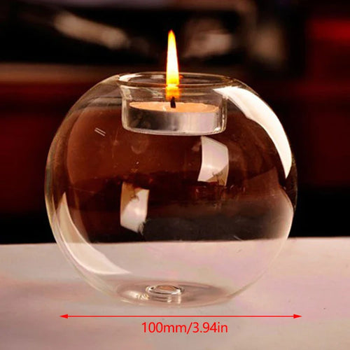 Luvikno | LightGlass Lysglass Tealight Holder Rund | Transparent Design | Hult Dekorativt Glass for Stue & Bryllup | 1 stk