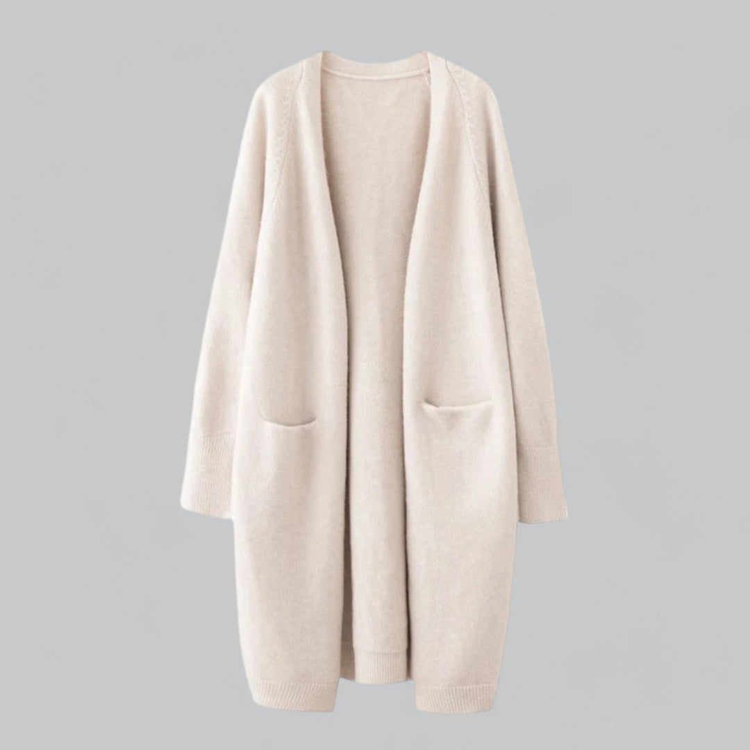 Luvik | Klassinen Pitkä Cashmere Neuletakki Naisille
