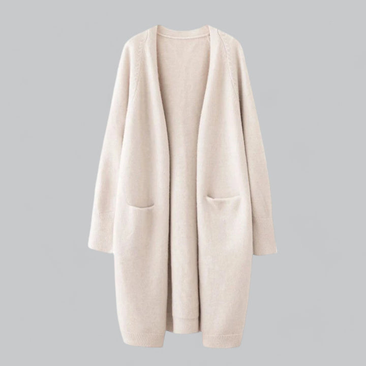 Luvik | Klassinen Pitkä Cashmere Neuletakki Naisille