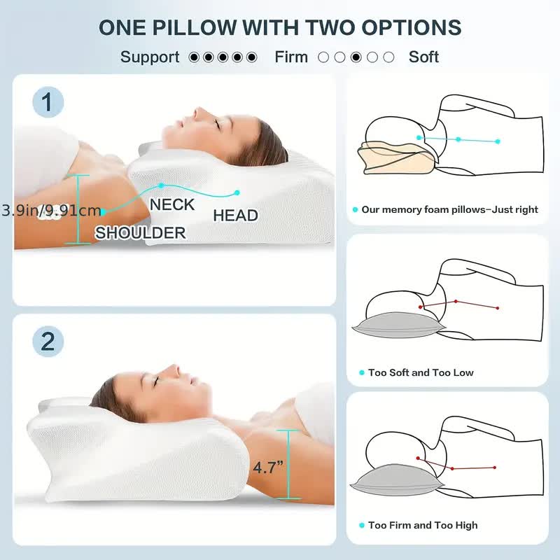 SleepEase Butterfly Minne Skumpute – Ergonomisk Støtte for Side- og Ryggsovere Luvikno