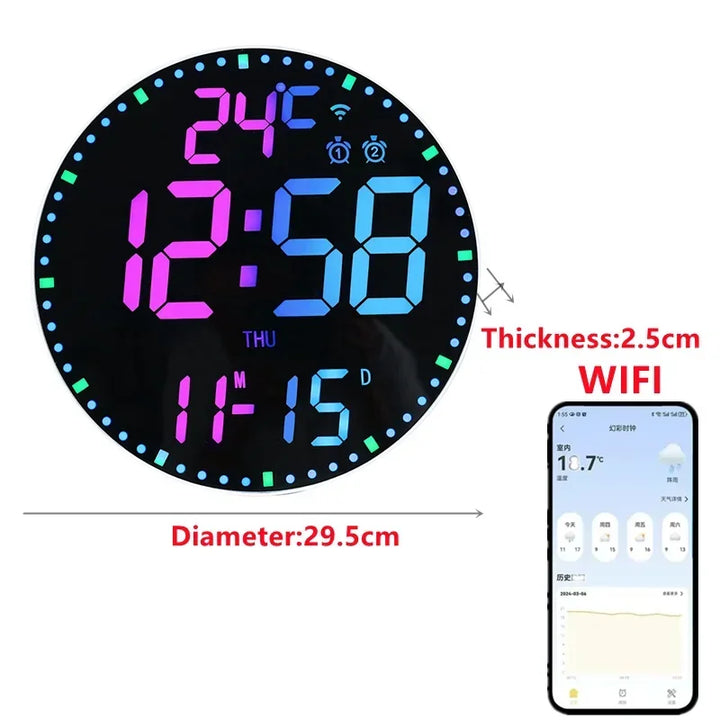 WiFiTime Klokke - Smart LED Veggklokke med Kalender Luvikno