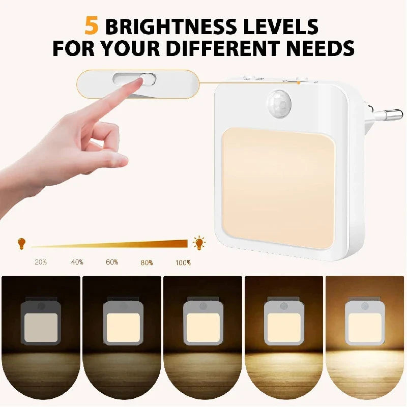 Luvikno | Sensilux Mini LED Nattlys | Med Bevegelsessensor | Varm og Kald Hvit | For Gang, Soverom og Bad