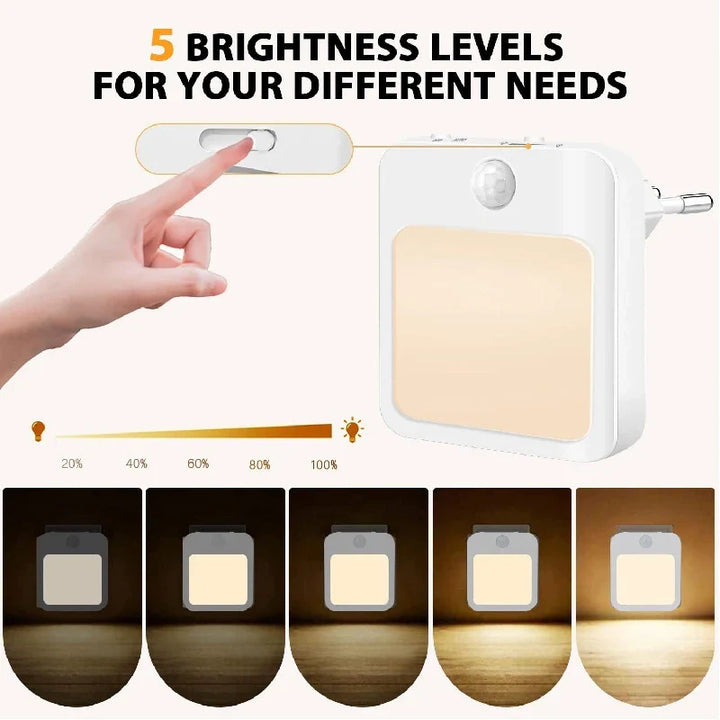 Luvikno | Sensilux Mini LED Nattlys | Med Bevegelsessensor | Varm og Kald Hvit | For Gang, Soverom og Bad